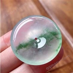 緬甸天然A貨翡翠成品高冰起光飄花平安扣吊墜玉質(zhì)細(xì)膩一物一證